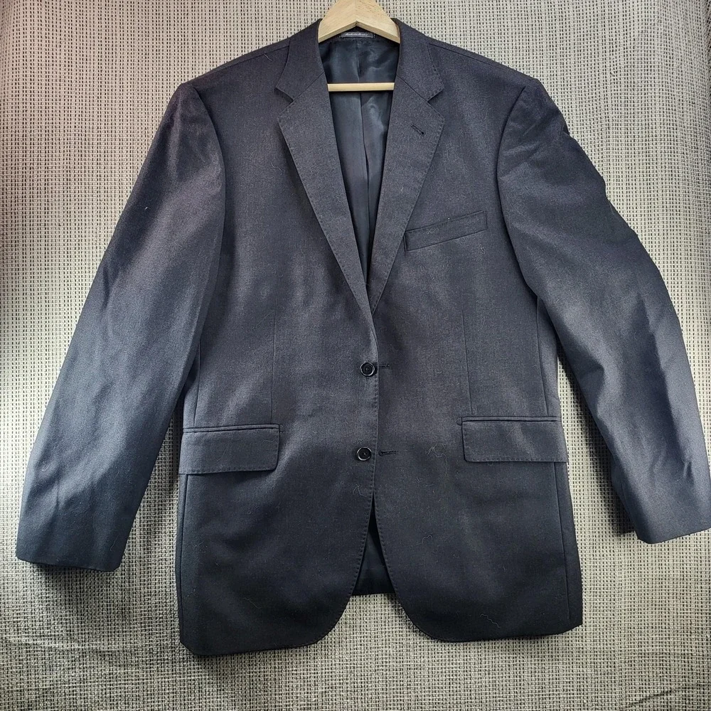 Saks Fifth Avenue Blazer Mens 44R Gray Wool Loro Piana Super 130s Sport Coat